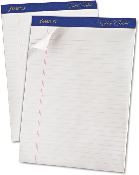 Ampad Gold Fibre Writing Pads, 8-1/2" x 11-3/4", Legal Rule, 50 Sheets, 12 Pack (20-070R)
