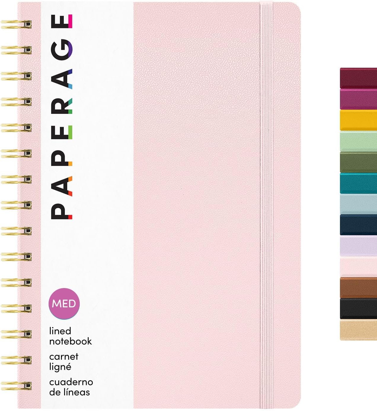 PAPERAGE Lined Spiral Journal Notebook, (Black), 160 Pages, Hardcover Journal for Women & Men, Medium 5.5 in x 8 in - 100 GSM, Thick Paper, Spiral Notebook for Work, School & Journaling