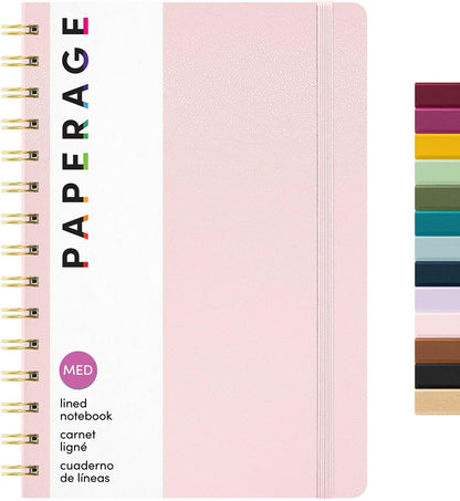 PAPERAGE Lined Spiral Journal Notebook, (Black), 160 Pages, Hardcover Journal for Women & Men, Medium 5.5 in x 8 in - 100 GSM, Thick Paper, Spiral Notebook for Work, School & Journaling