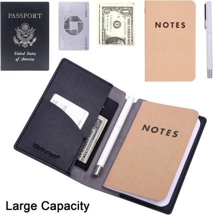 Wisdompro Journal Cover, 2 Pack PU Leather Notebook Cover for Field Notes, or other 3.5" x 5.5" Pocket Notebooks - Blue