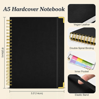 Graph Paper Notebook, Spiral Grid Notebook 8.5" X 11", Hardcover Leather Journal 300 Pages, 100GSM Thick Grid Paper Notebook, Large A5 Graphing Notebook Journal for Women Men Writing Engineering Work
