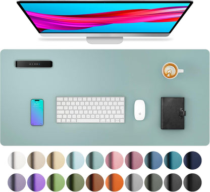 Aothia Leather Office Desk Pad Protector, Non-Slip PU Leather Desk Blotter, Waterproof Laptop Writing Mouse Pad for Office and Home, Black, 31.5" x 15.7" - Colors B