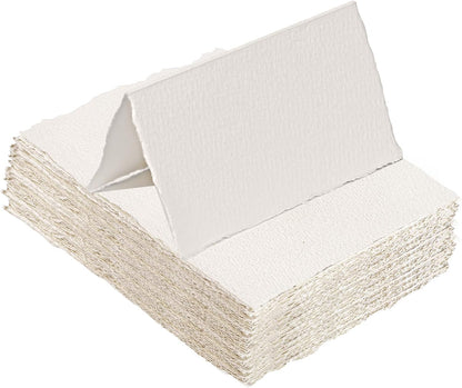 Prudiut 25 Sheets Cotton Watercolor Paper, 300 GSM Deckled Edge, 5 x 7 inch, Rough/Textured, White, for Watercolors, Wedding Invitations, Cards, Crafts