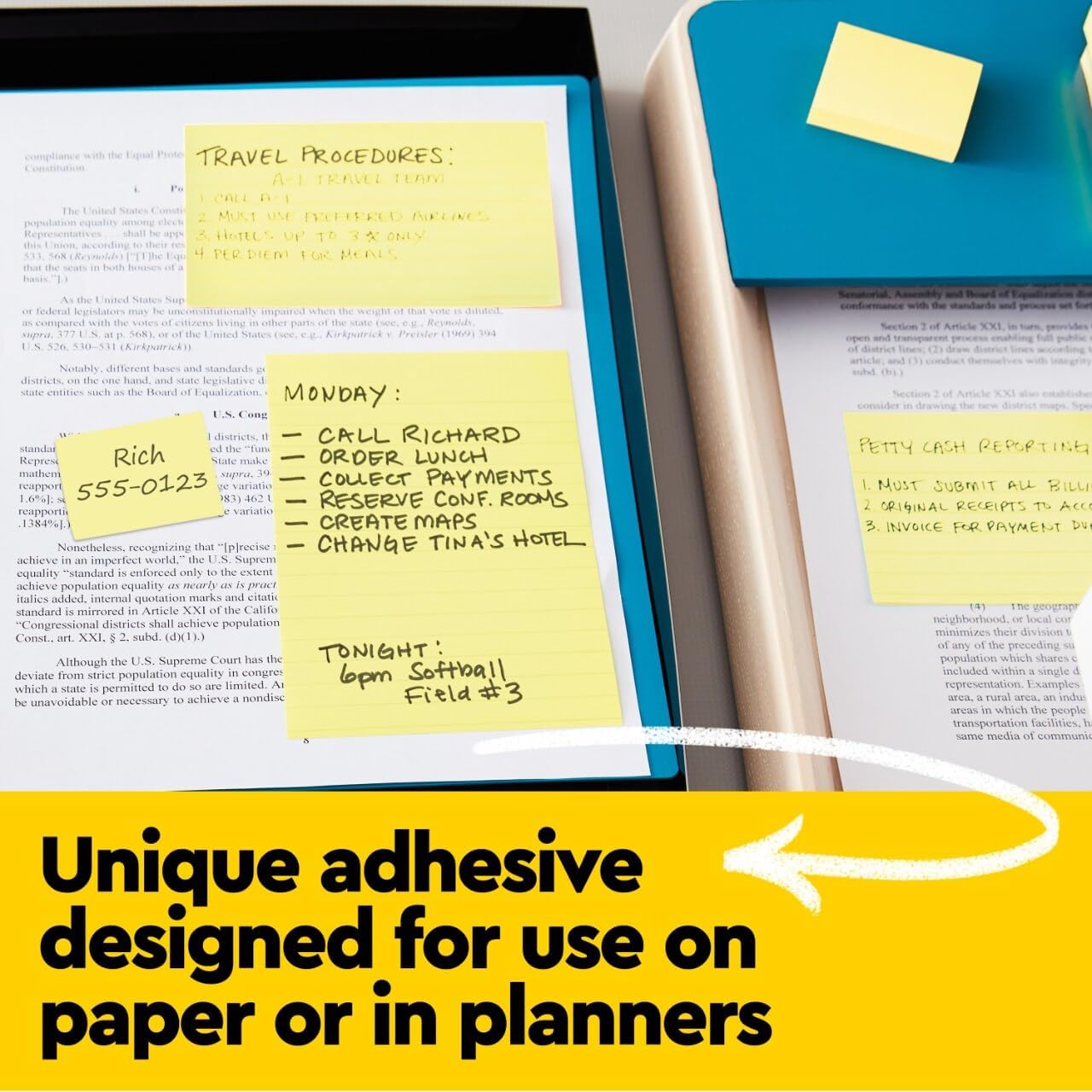 Post-it Notes, 1/3/8 x 1 7/8 in, 24 Sticky Notes Pads, 100 Sheets per Pad, Canary Yellow, The Original Post-it Note, School Supplies and Oﬃce Products