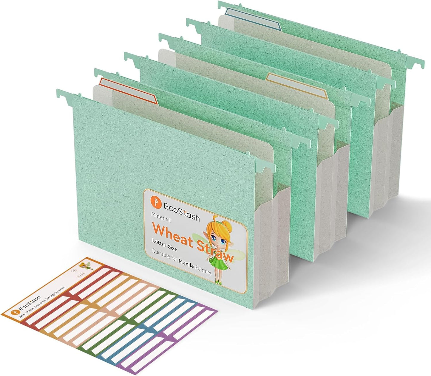 Extra Capacity Hanging File Folders, 3.15" Reinforced Wheat Straw Expanding Hanging Folder Letter Size, Heavy Duty for Filing Cabinets, File Organizer for Office & Home-Sky Blue-3 Packs