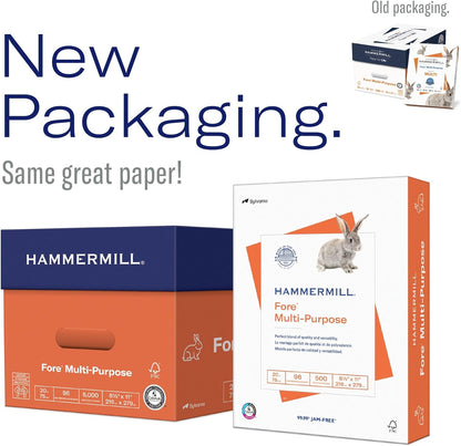 Hammermill Printer Paper, Fore Multipurpose 20 lb Copy Paper, 8.5 x 11-1 Ream (500 Sheets) - 96 Bright, Made in the USA, 103267