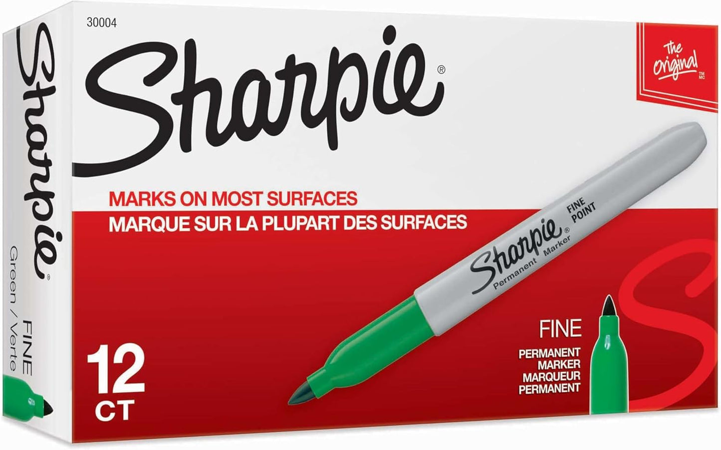 Sharpie Permanent Markers, Fine Point, Blue, 12 Count