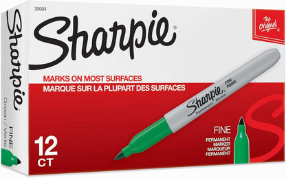 Sharpie Permanent Markers, Fine Point, Blue, 12 Count