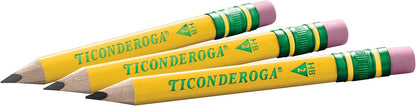 Ticonderoga My First Half-Size Wooden Pencils, Large Triangle-Barrel Pre-Sharpened #2 (HB) Short 4.5" Yellow Pencils with Erasers, Yellow, 12/Pack