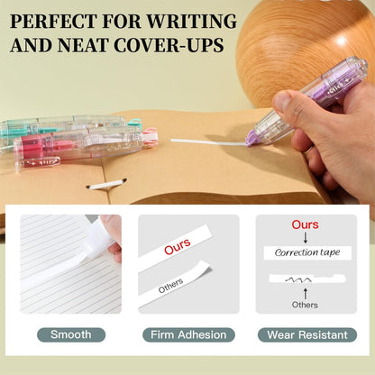 Refillable Correction Tape, 157 ft Total – 2 Pre-Filled Dispensers + 6 Snap-In Refills, School & Office Supplies, Pink &Purple