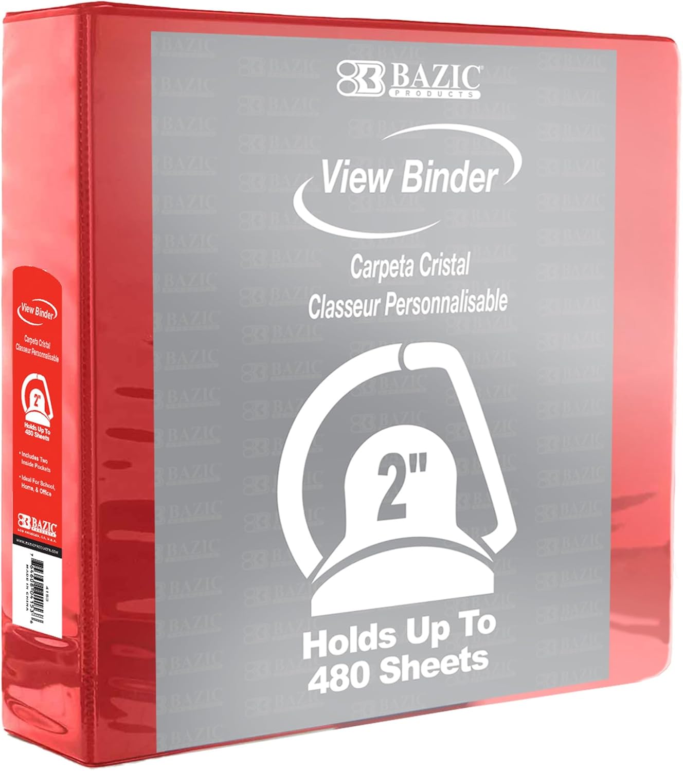 BAZIC Products 3 Ring Binder 2" View Binders Slant D Ring Organizer - Burgundy, Hold 480 Sheets Paper, for School Office Home, 1-Count