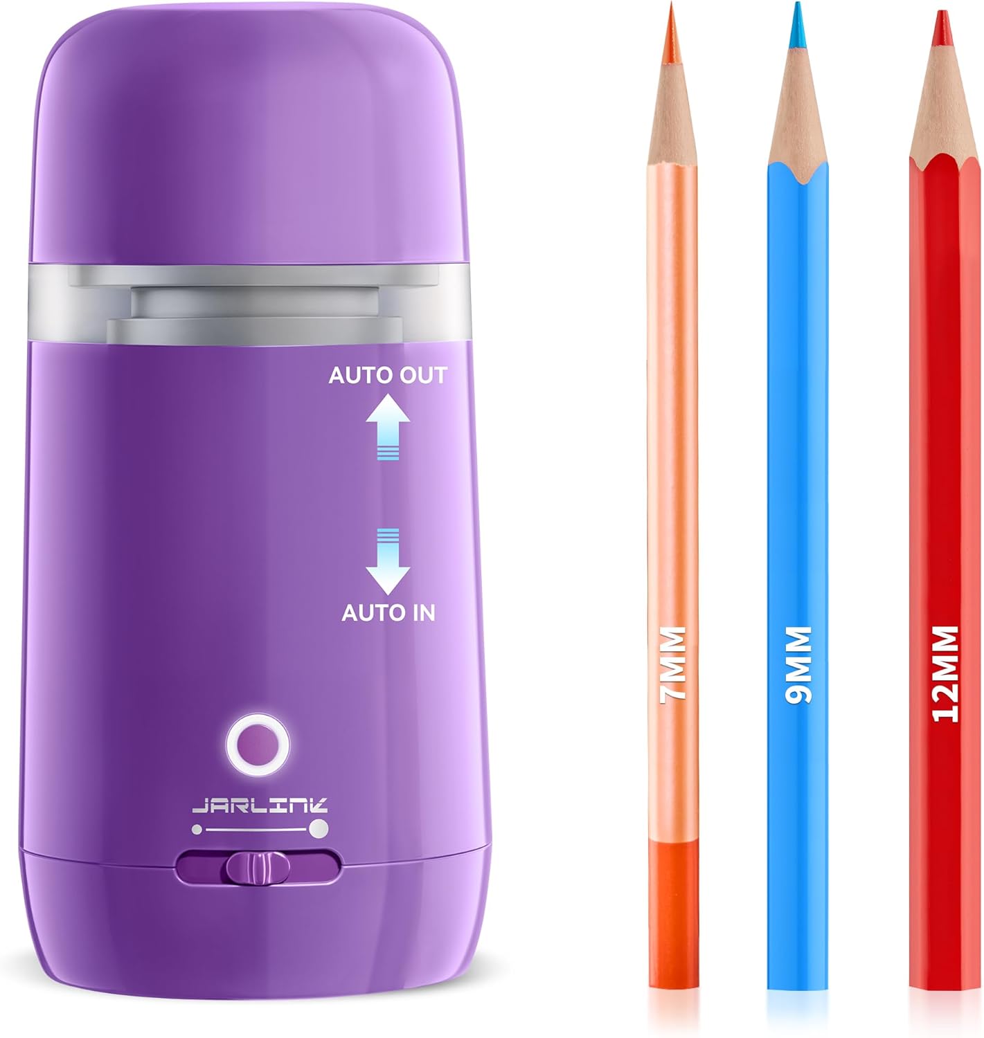 JARLINK Automatic Electric Pencil Sharpener - Hands-Free Operation, 3 Sharpness Modes, 3-Second Sharpening, Rechargeable & Portable for 7-12mm Pencils, Ideal for Classroom and Home Use (Black)