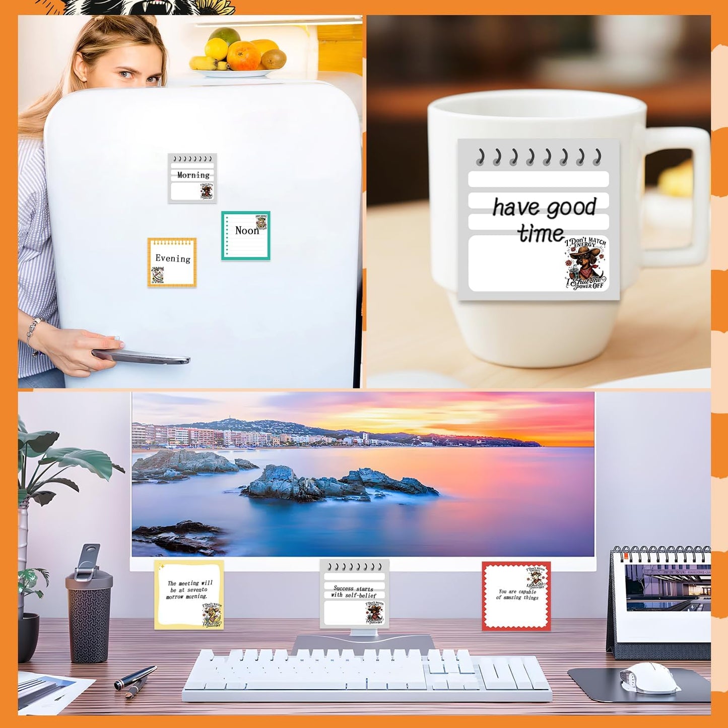 Inspirational Sticky Notes Gifts - 9 Pack Funny Positive Quotes Notepads 3x3 Inches, Fun Motivational Self-Adhesive Memo Pads Office Study Supplies for Friends Coworkers (450 Sheets)