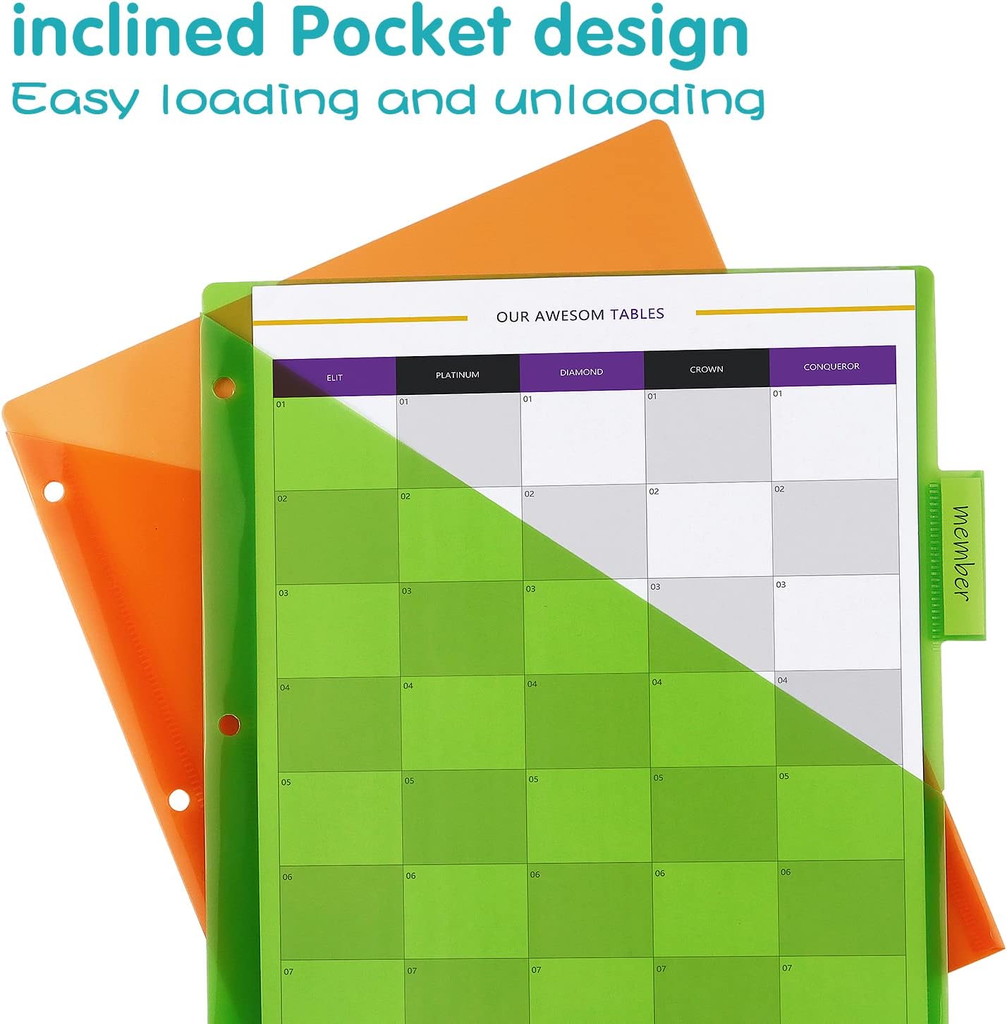 Plastic Binder Dividers with One Front Pocket and Tab Binder Divider for 3 Ring Binder, Multicolor, 10 Pack