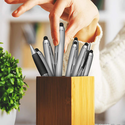 DISCOUNT PROMOS Custom Stylus Ballpoint Pens Set of 10/50/100, Personalized Bulk Pack - Black Ink, Great for Office, School, Business, Tradeshows, Events - Purple