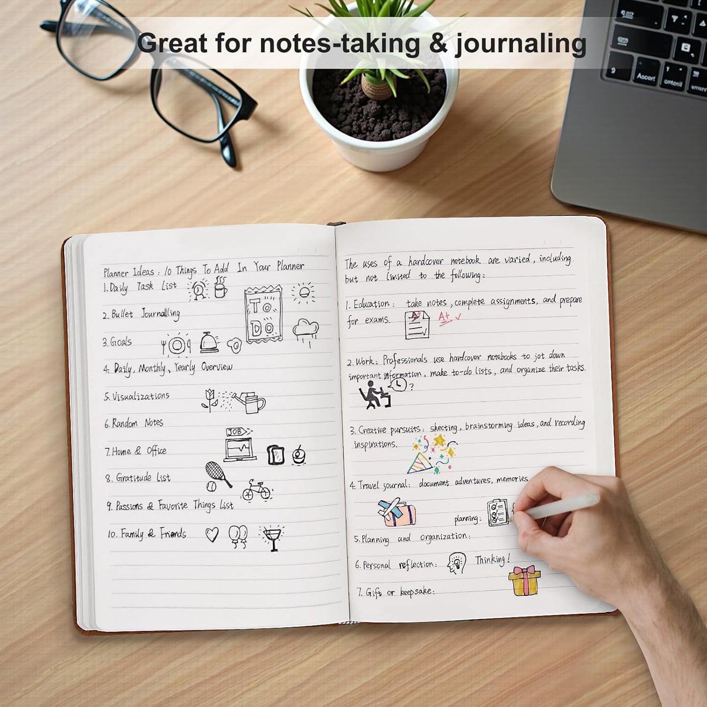 Comix 6 Pack Lined Journal Notebooks for Work, 240 Pages, 5.5"x8.3", Black, Hardcover, A5 Medium College Ruled, Journaling Notebooks for Notes-Taking, Fits for Office School Home
