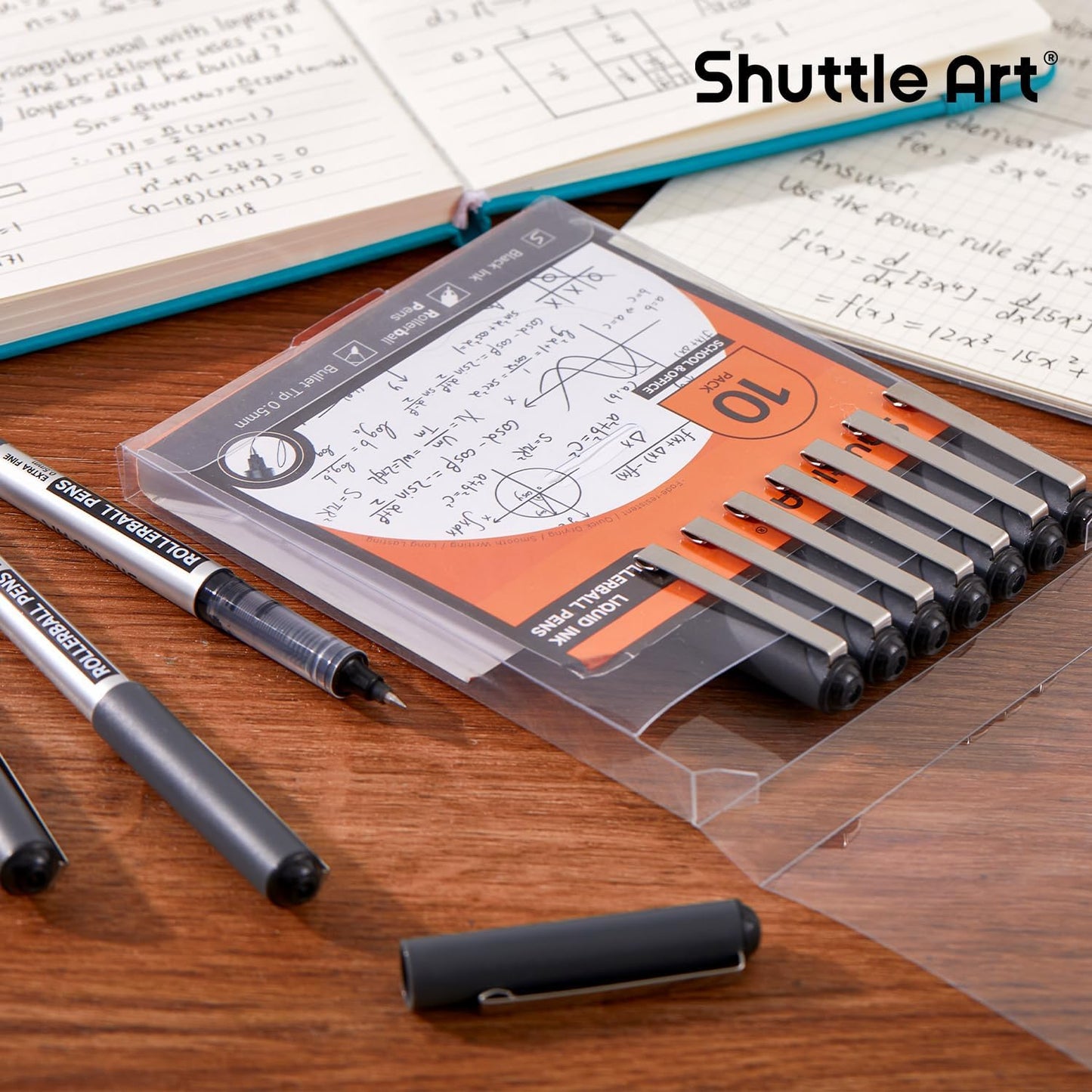 Shuttle Art RollerBall Pens, 25 Pack Black Fine Point Roller Ball Pens, 0.5mm Liquid Ink Pens for Writing Journaling Taking Notes School Office