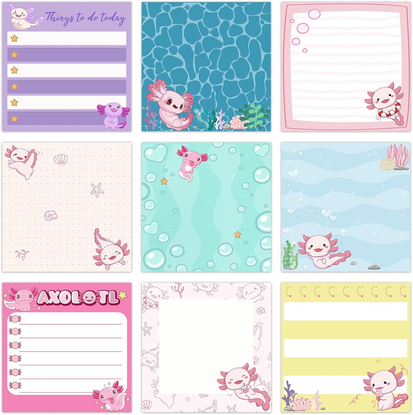 9 Pads Wildflower Sticky Notes 3x3 Inch Cute Self Stick Notepads Notes Adhesive Memo Pad Office Decor Gifts for Students School Teacher Meeting Office Supplies