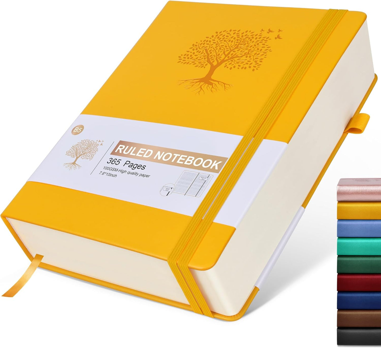 Lined Journal Notebook -365 Pages A5 Thick Journals for Writing Ruled Notebook, Hardcover Leather Journal for Women Men Daily Journal Notebook for Work, Note Taking, 100Gsm Lined Paper( 5.75'' X 8.38'' Green)