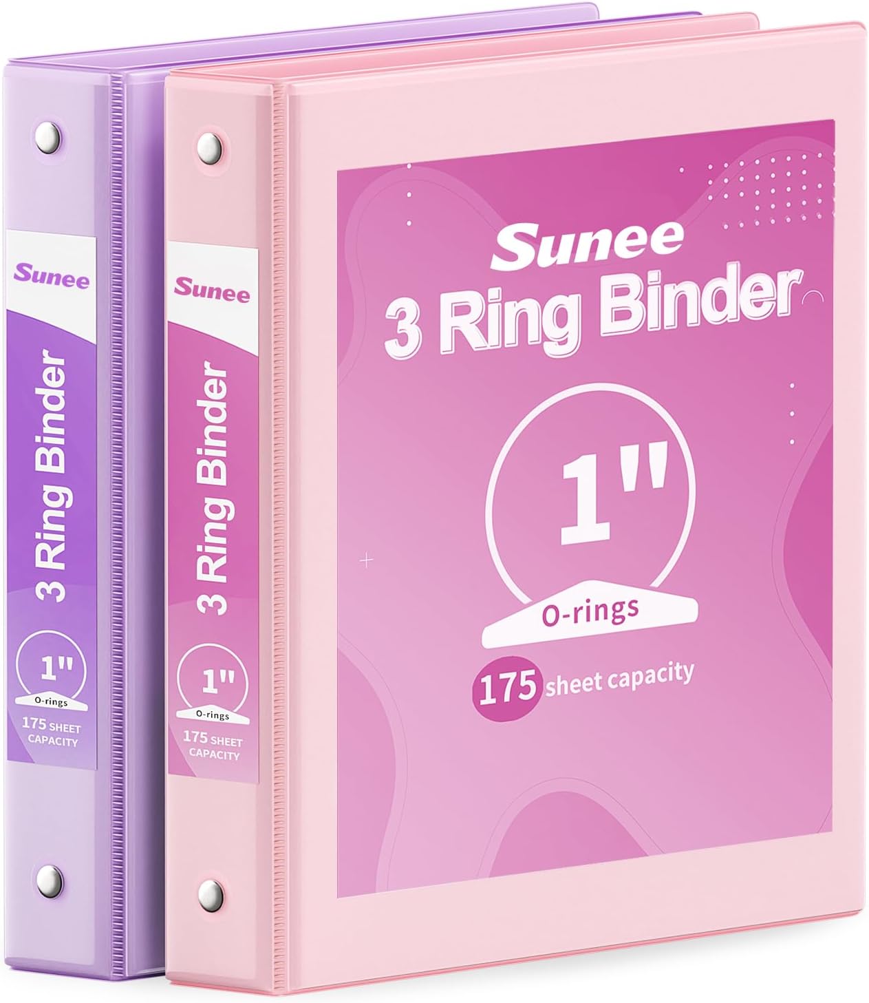 SUNEE 3 Ring Binder 3 Inch 2 Pack, Clear View Binder Three Ring PVC-Free (Fit 8.5x11 Inches) for School or Office Supplies, Pink