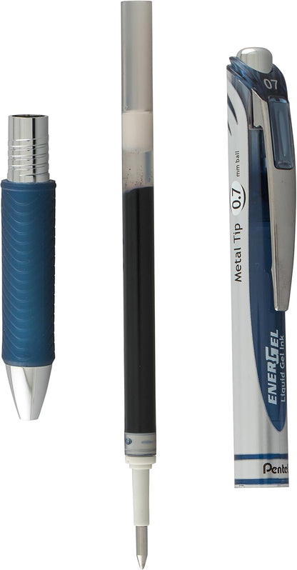 Pentel EnerGel RTX Retractable Liquid Gel Pen, Medium Line, Metal Tip, Pink/Violet Ink, 2-Pack (BL77BP2PV)