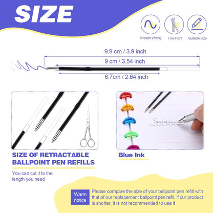 Zonon 30 Pieces Pen Refills Ink Ballpoint Pen Refill 3.9 Inch Replacement Ink Refill Bulk for Retractable Pens Office School Supplies, Medium Point(Blue)
