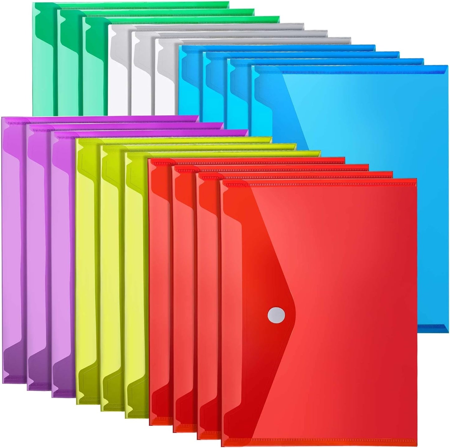 LEOBRO Plastic File Folders for Documents, 6 PCS Plastic Envelopes, Reusable Clear File Folders File Bags Document Holder, A4 Size