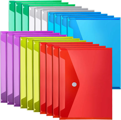 LEOBRO Plastic File Folders for Documents, 6 PCS Plastic Envelopes, Reusable Clear File Folders File Bags Document Holder, A4 Size