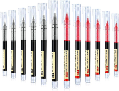 Frienda 12 Pieces Rolling Ball Pens 0.5 mm Japanese Quick Drying Fine Point Pens Liquid Ink Smooth Writing for Office Student Back to School Supplies(Multicolor)