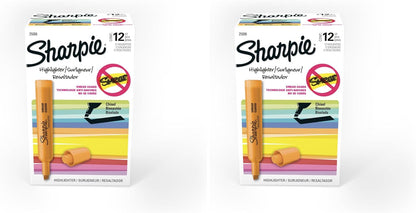 Sharpie Tank Style Highlighters, Chisel Tip, Fluorescent Orange, Box of 12