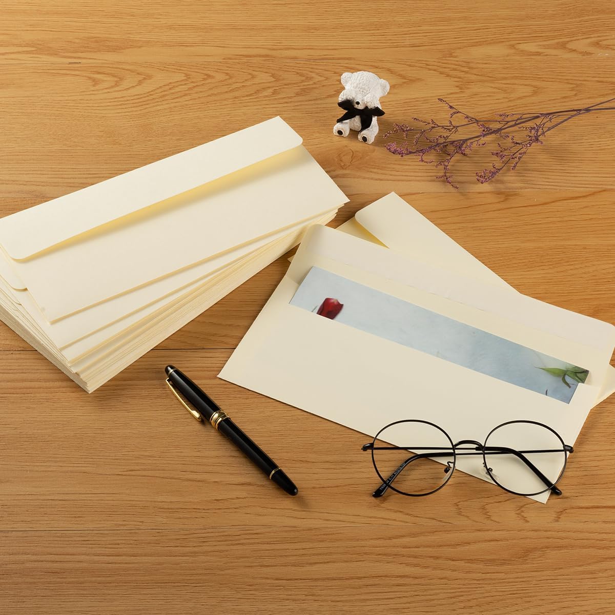 100 Pack Colorful #10 Business Envelopes Self Seal Standard Envelopes for Office Checks, Business, Letter Mailing Invoices, 4.13 x 9.49 Inches (Brown)