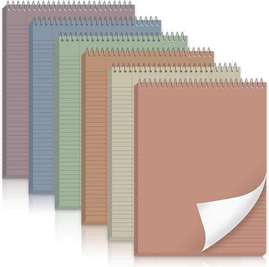 gisgfim 6 Pcs Morandi Top Bound Spiral Notebooks 8.5" x 11" College Ruled Aesthetic Legal Pad Steno Pads Colored Paper Assorted Covers Wirebound Notepad for Writing School Office Supplies