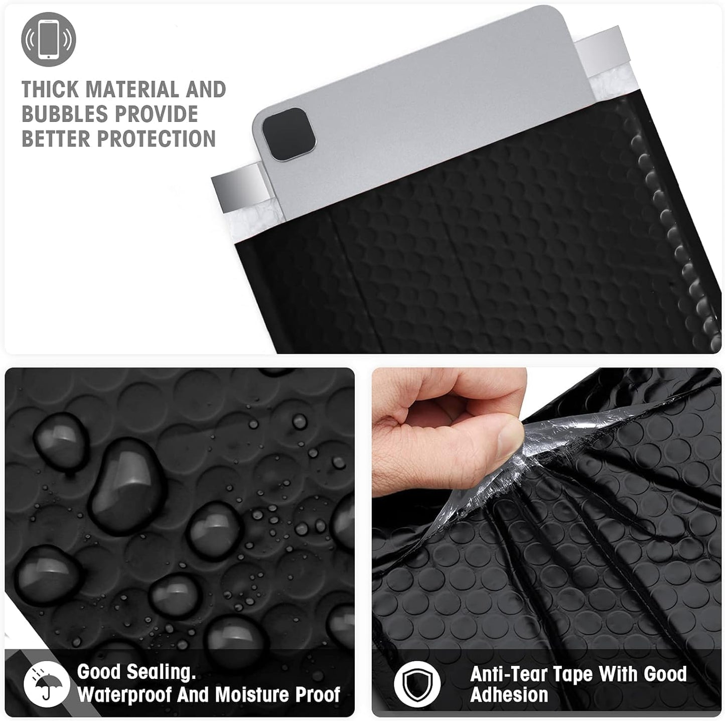 Metronic Bubble Mailers 8.5x12" 40 Pack Black Padded Envelopes Usable Size 8.5 x 11" Strong Adhesion Bubble Envelopes Medium Mailing Envelopes Bubble Padded for Small Business Shipping Books Clothes