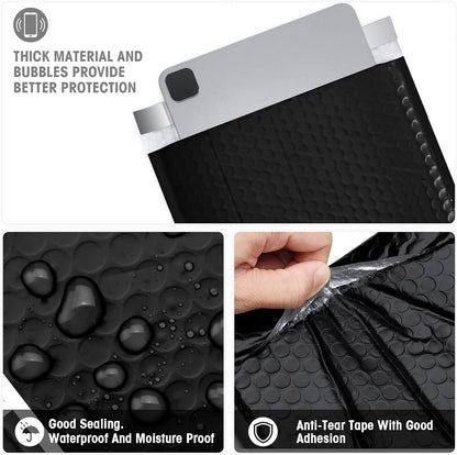 Metronic Bubble Mailers 8.5x12" 40 Pack Black Padded Envelopes Usable Size 8.5 x 11" Strong Adhesion Bubble Envelopes Medium Mailing Envelopes Bubble Padded for Small Business Shipping Books Clothes