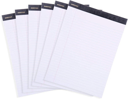 Mintra Office White Legal Pads – Ruled Notepads and Micro-Perforated Sheets, Ideal for Writing, Note-Taking & Creativity, Office, or Professional Use, Basic Pad 6 pack, 8.5"x11" (Narrow Ruled)