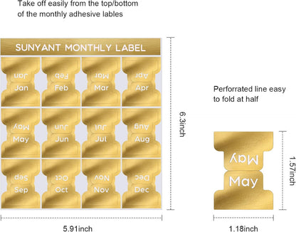 Outus 24 Pieces Monthly Adhesive Tabs for Planner - Designer Accessories Monthly Tabs Stickers Decorative for Office Planners Organizations Sturdy Notebook Planners Journal(Black)