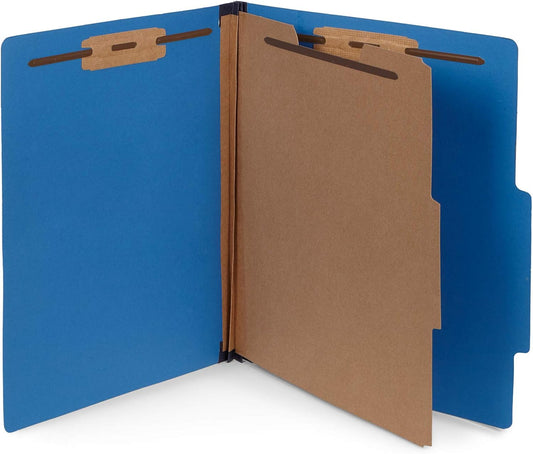 Blue Summit Supplies 30 Dark Blue Classification Folders - 1 Divider - 2 Inch Tyvek Expansions - Durable 2 Prongs for Standard Medical Files, Office Reports - Letter Size, Dark Blue, 30 Pack