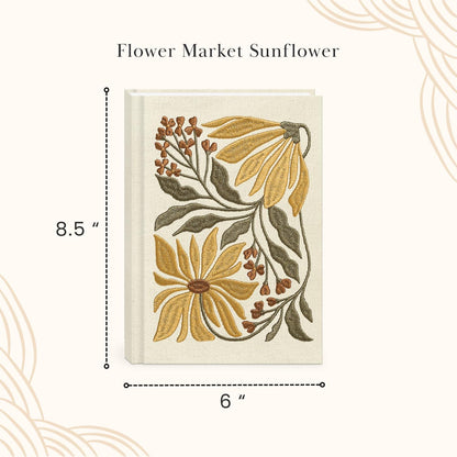 Lady Jayne Embroidered Canvas Hardcover Journal with 192 Lined Pages, 6” x 8.5” – Flower Market Poppy (83289)