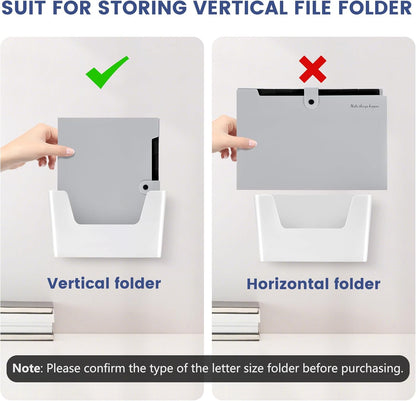 Jomola No Drilling Wall Mount File Holder - Office Wall Hanging Files & Magazines Organizer - Plastic Door Mount with Adhesive Pad, Gray (1 Count)