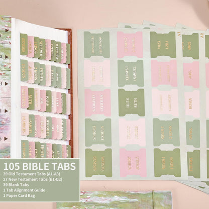 Laminated Bible Tabs, Gold Foil Embossed Lettering Bible Chapter Index Tabs for Women Men, Reposition Large Print Sticky Labels, Easy to Read and Apply, 105Chapters Labels for Easy Navigation (Black)