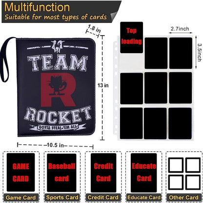 Deluxe Trading Card Binder for Collectors 900 Pockets High grade 9-Pocket Zipper Album Holder (black-9-Pocket)