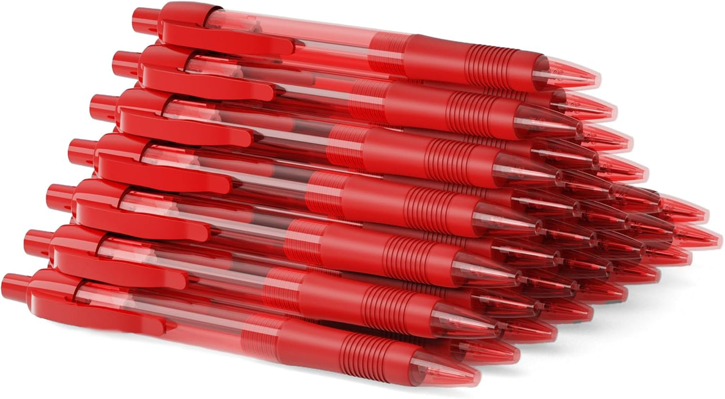 deegtran Pens Bulk, 30 Pack No Bleed Black Ink Click Pens with Soft Grip, Wholesale Retractable Ballpoint Pens for Office School, Medium Point Smooth 1.0MM