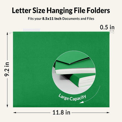 SUNEE Hanging File Folders, 25 Pack Letter Size Hanging File Folders with 1/5-Cut Tabs, Ideal for Home and Office Organization and Papers Classification,Yellow