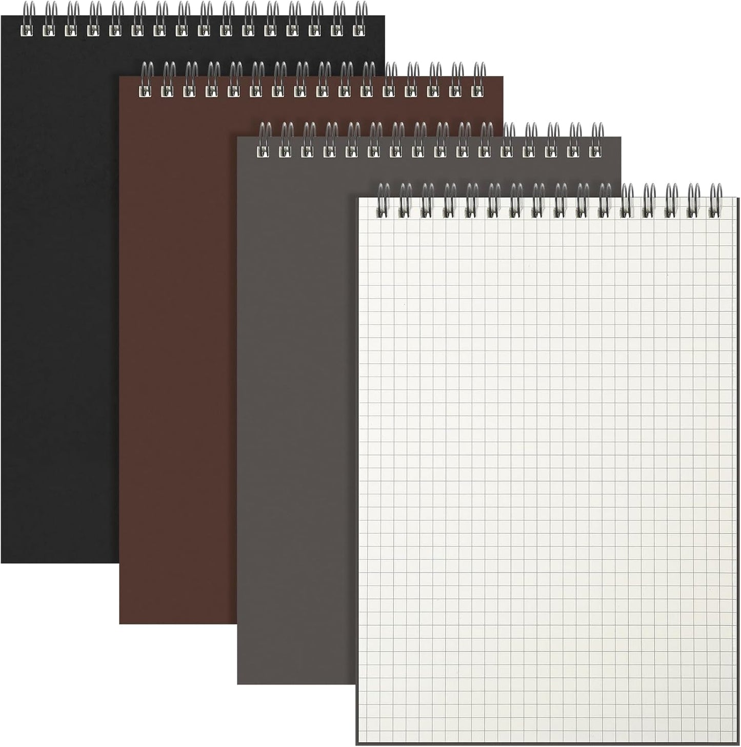 Engrowtic 2 Pack Graph Paper Spiral Notepad A5 Top Wirebound Notepad Grid Notebook Steno Pads Memo Notebook Grid Paper 140 Pages for Writing Sketching Drawing Office Supplies (Black)
