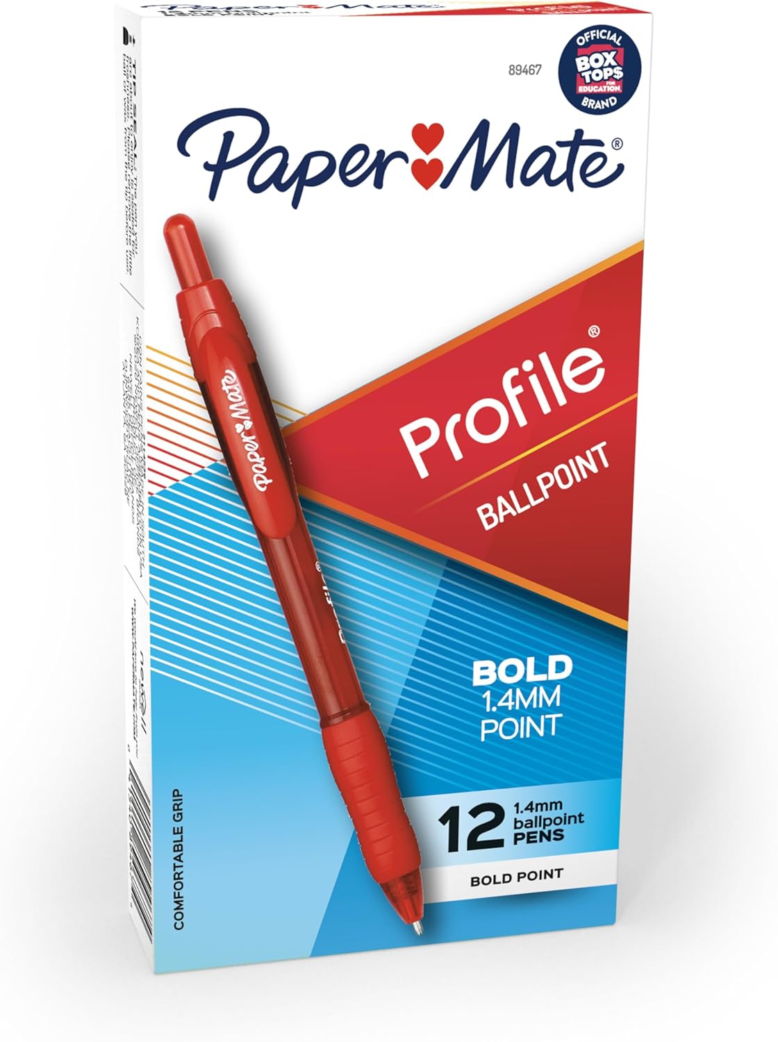 Paper Mate Profile Retractable Ballpoint Pens Bold, 1.4mm, Assorted Colors, 12 Count - Back to School, Home, Office, Teacher Supplies