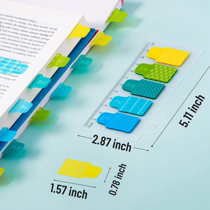 Golcellia Sticky Tabs for Notebooks 600 Pcs 5-Pattern Page Markers with Letter Index Flags, Book Tabs for Binders Bible Study Office School Supplies