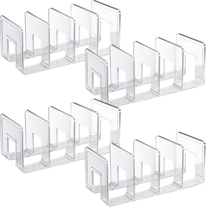 SAYEEC Acrylic File Sorter, Clear File Holder Acrylic Desk Organizer, Sturdy Desktop Files Organizer Files Folder Holder Rack for Envelopes Mail Letter Paper Notebook Electronics (4 Sections, 1 Pack)