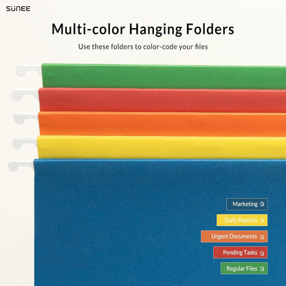 SUNEE Hanging File Folders, 25 Pack Letter Size Hanging File Folders with 1/5-Cut Tabs, Ideal for Home and Office Organization and Papers Classification,Yellow