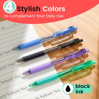 Sooez 40 Pack Bulk Pens Ballpoint, Smooth Writing Pens with Soft Grip, Retractable Black Ink Pens, Medium Point 1.0mm Pen for Journaling, Ballpoint Pen Office Supplies for Nurse, Server, Note Taking