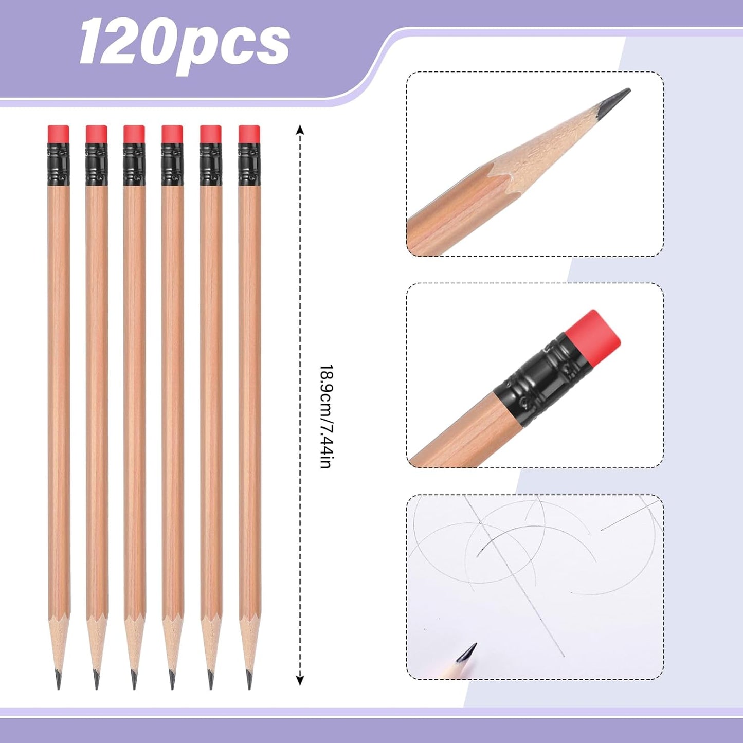 TecUnite 120 Pcs #2 HB Pencils with Eraser No 2 Unsharpened Wooden Hexagonal Pencils for Adults Gifts for School Exam art Learning Office Sketching(Rainbow Colors)